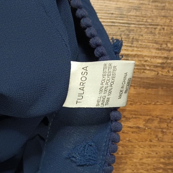 Tularosa Navy Blue Sheer Polka Dot Wrap Top KKK - Picture 7 of 8